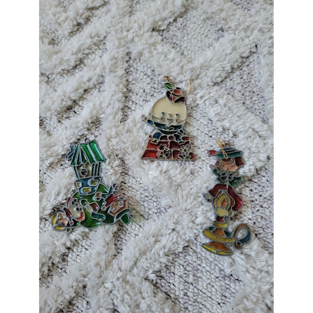 Vintage Stained Glass Kurt Adler Nursery Rhymes Christmas Ornament Suncatchers
